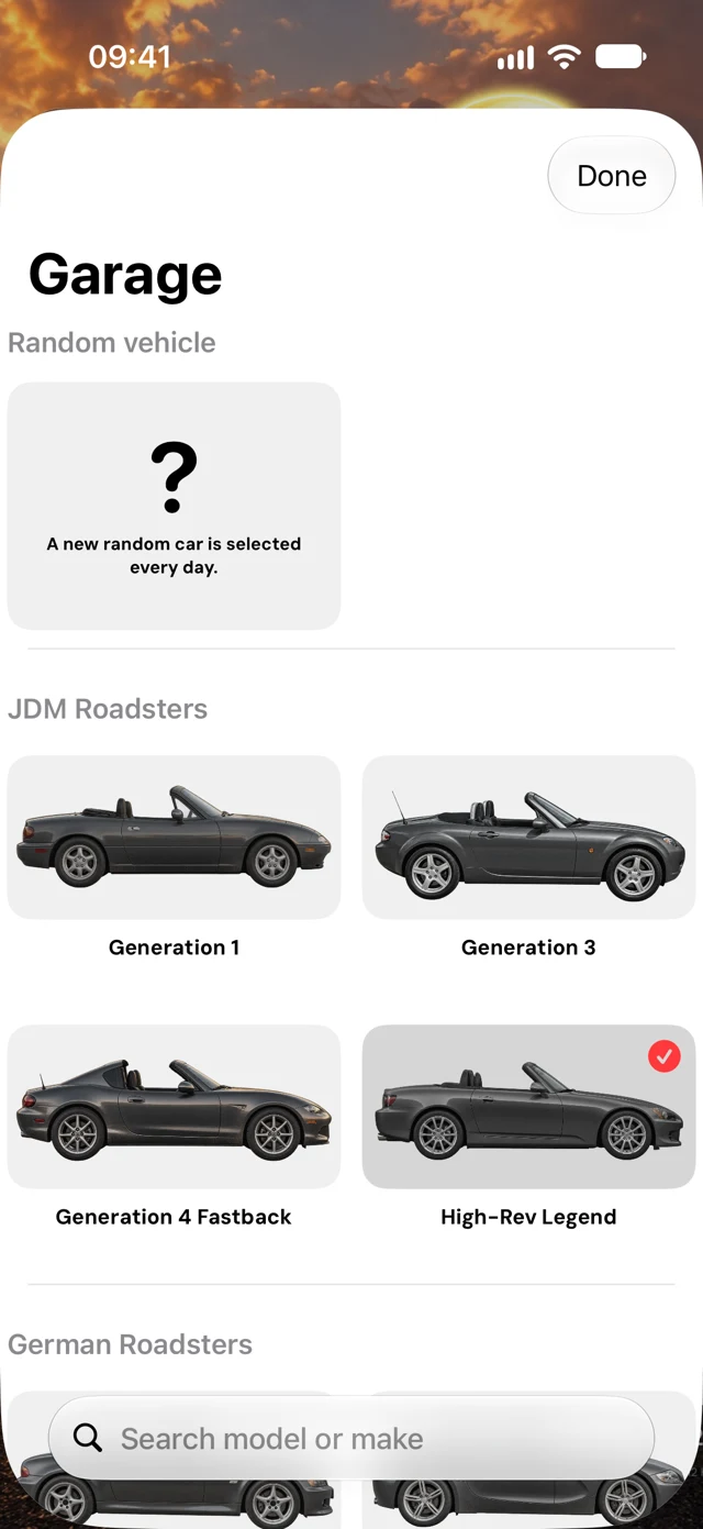 Open Sky garage with a selection of convertible cars