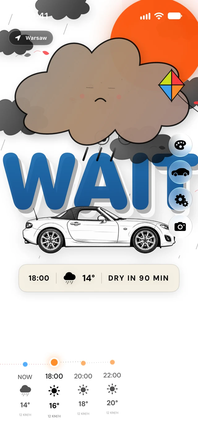 Open Sky hourly forecast and next dry driving window